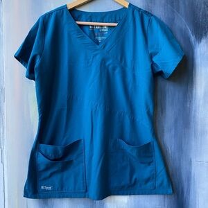 Grey's Anatomy Fitted Blue Short Sleeve Scrub